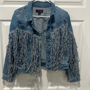 Rock & Roll Fringed Jean Jacket Women’s Small